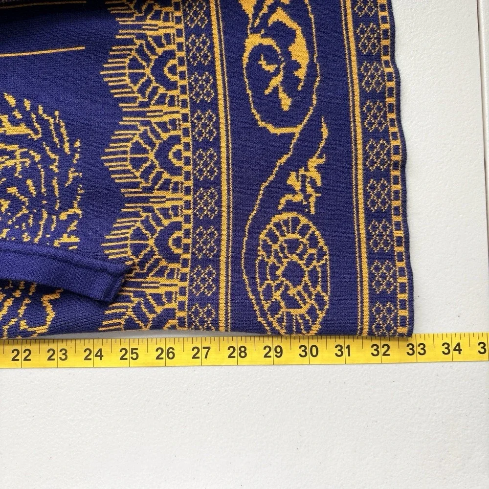 Attitudes by Renee Sweater XS Global Illusions Navy/Mustard Open‎ Front Cardigan